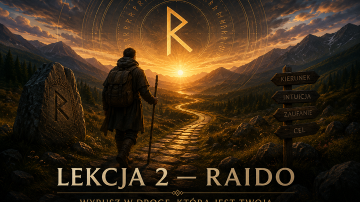 Runa Raido symbolizująca świadomą drogę życia, intuicję, rozwój osobisty i podążanie własnym kierunkiem.